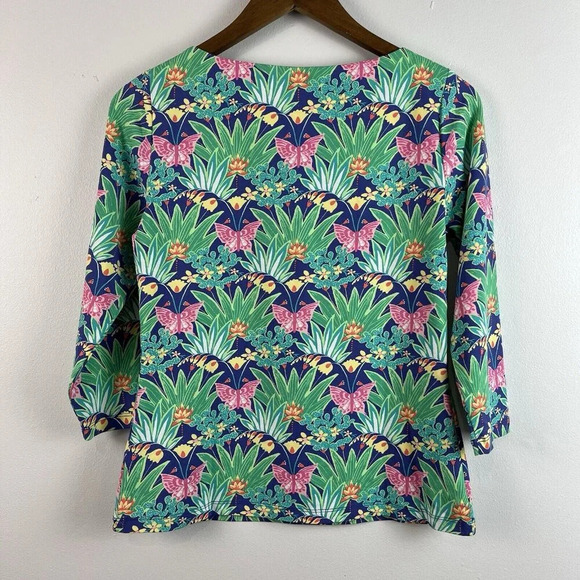 J. McLaughlin Flora Catalina Cloth Carly Top Womens S Butterfly Garden Novelty - Picture 5 of 12